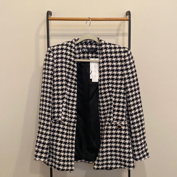✨NWT✨ ZARA Houndstooth Blazer - Picture 3 of 8